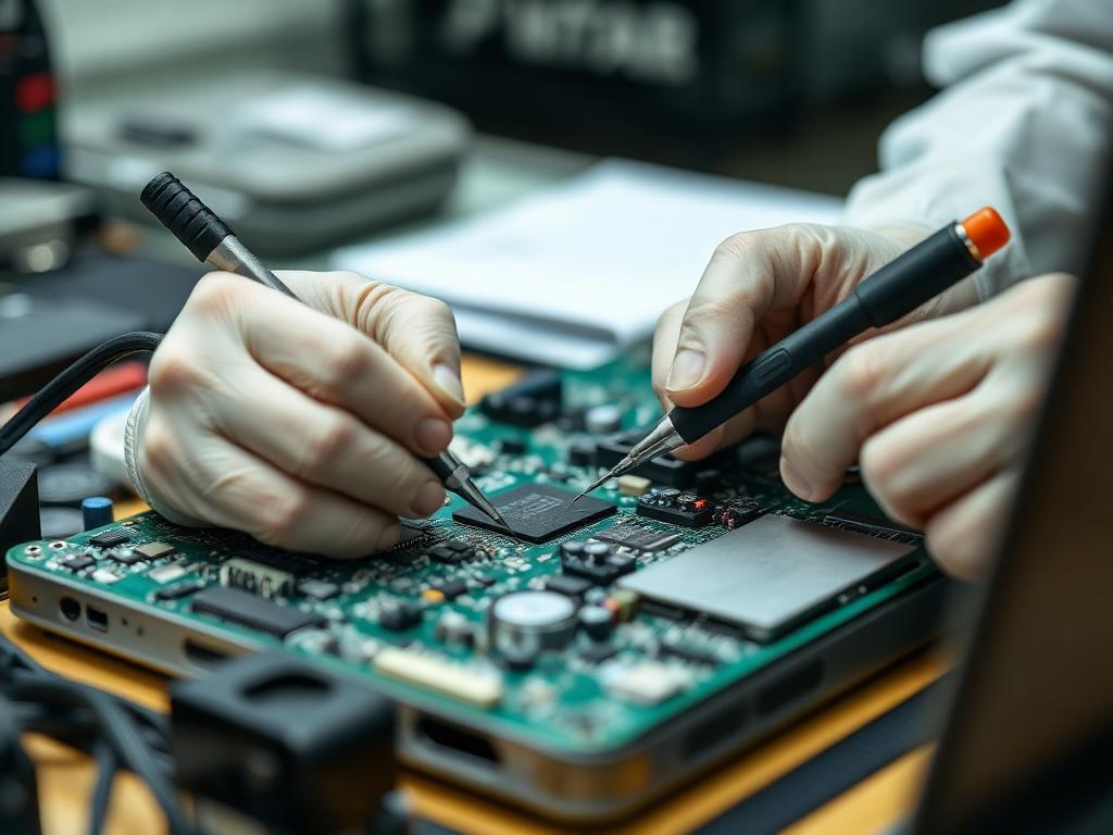 Board-level laptop repair in our ICT workshop