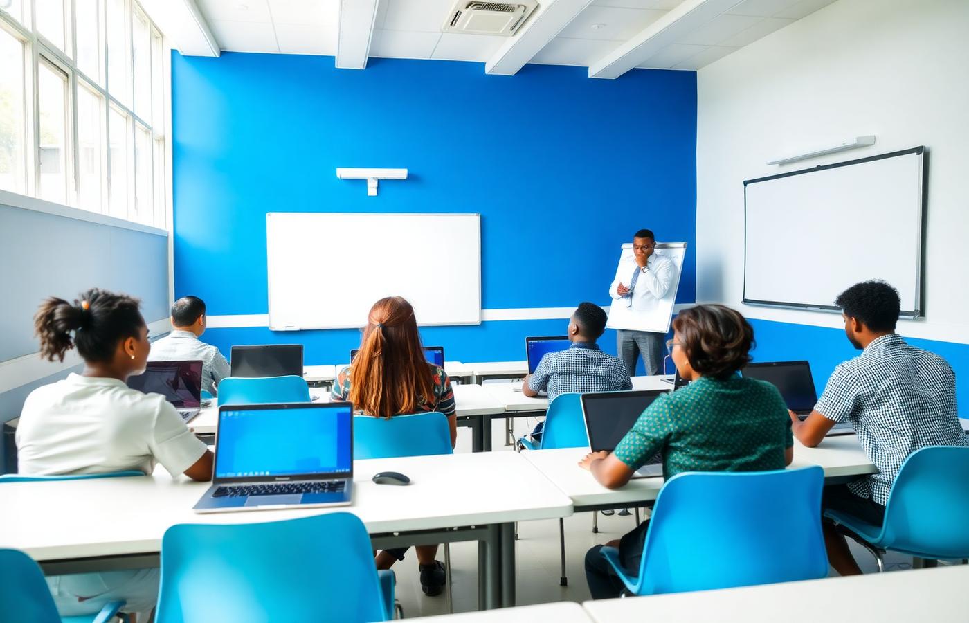 Students learning computer repair in a Multiplegate IT training class